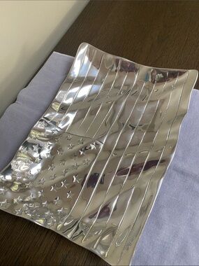 Mariposa American flag Silver Metallic Star & Stripe Tray